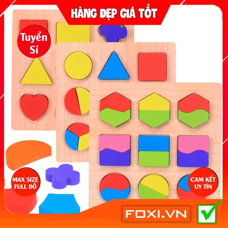 Combo 3 đồ chơi gỗ hình học Foxi-nhiều màu sắc sặc sỡ-trò chơi giáo cụ học tập bổ ích dành cho bé yêu