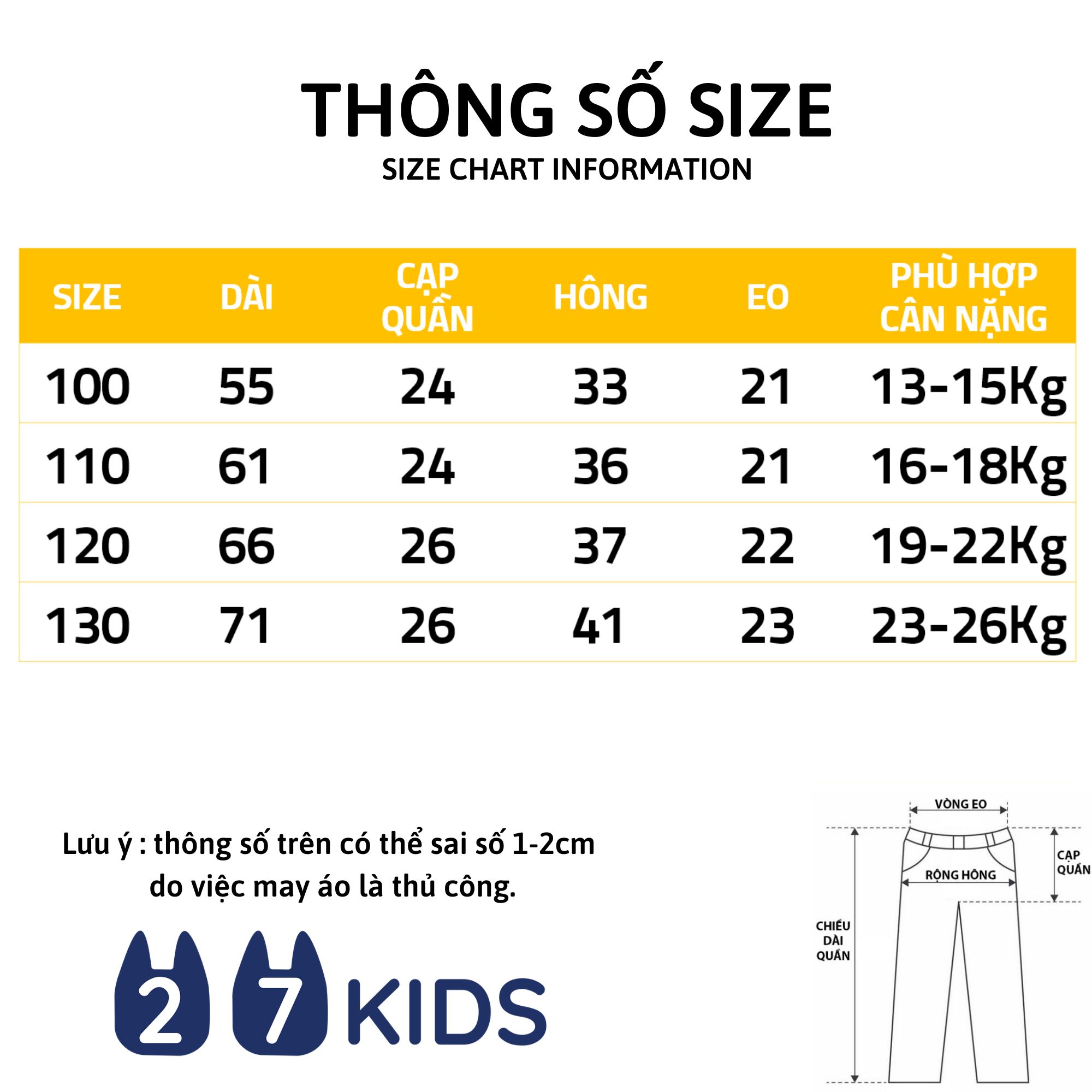 Quần dài Kaki bé trai 27Kids WELLKIDS Quần thu đông lịch sự nam cho trẻ từ 2-10 tuổi BLKK1