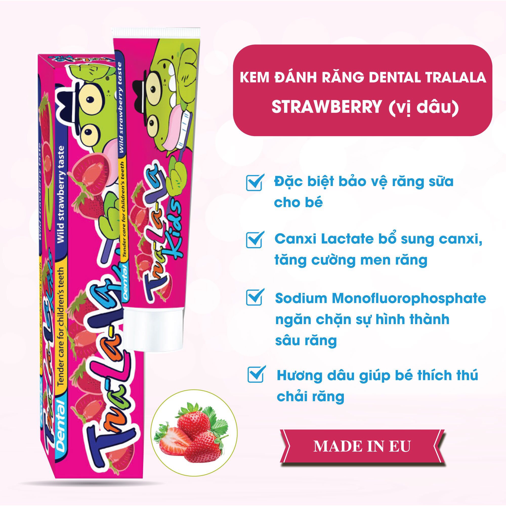 [HCM][SHIP HỎA TỐC] Kem Đánh Răng Dental Tra La La Kids Cho Trẻ Em Từ 3 Tuổi 50Ml. Sản phẩm chính ngạch Hiện đã có bán tại các nhà thuốc và siêu thị