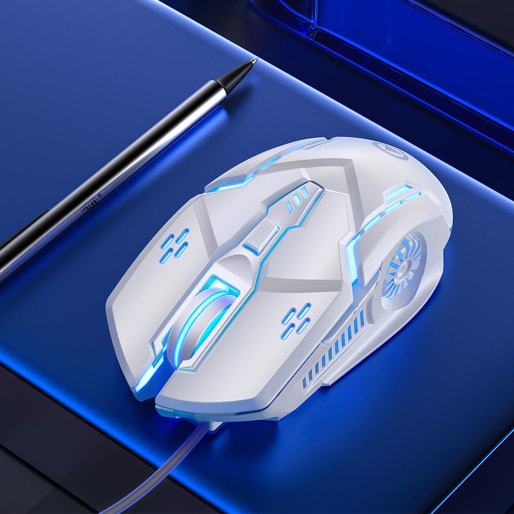 Wired Mouse Six-button Colorful Luminous Gaming Mechanical Mouse White