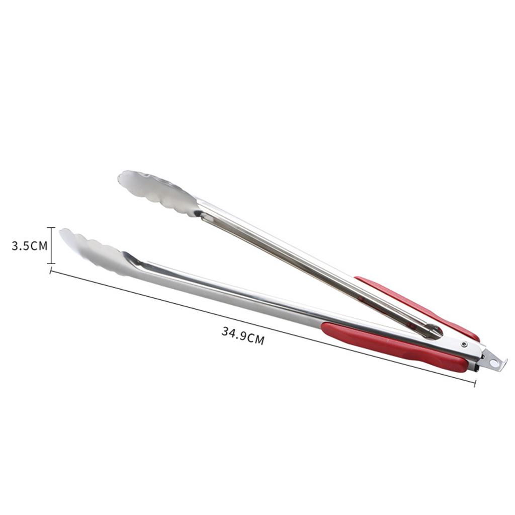 Stainless Steel Kitchen Tongs Locking Clip Metal Food Tongs Soft Grip Serving Tongs for BBQ Grilling Barbeque Parties Cooking Utensil