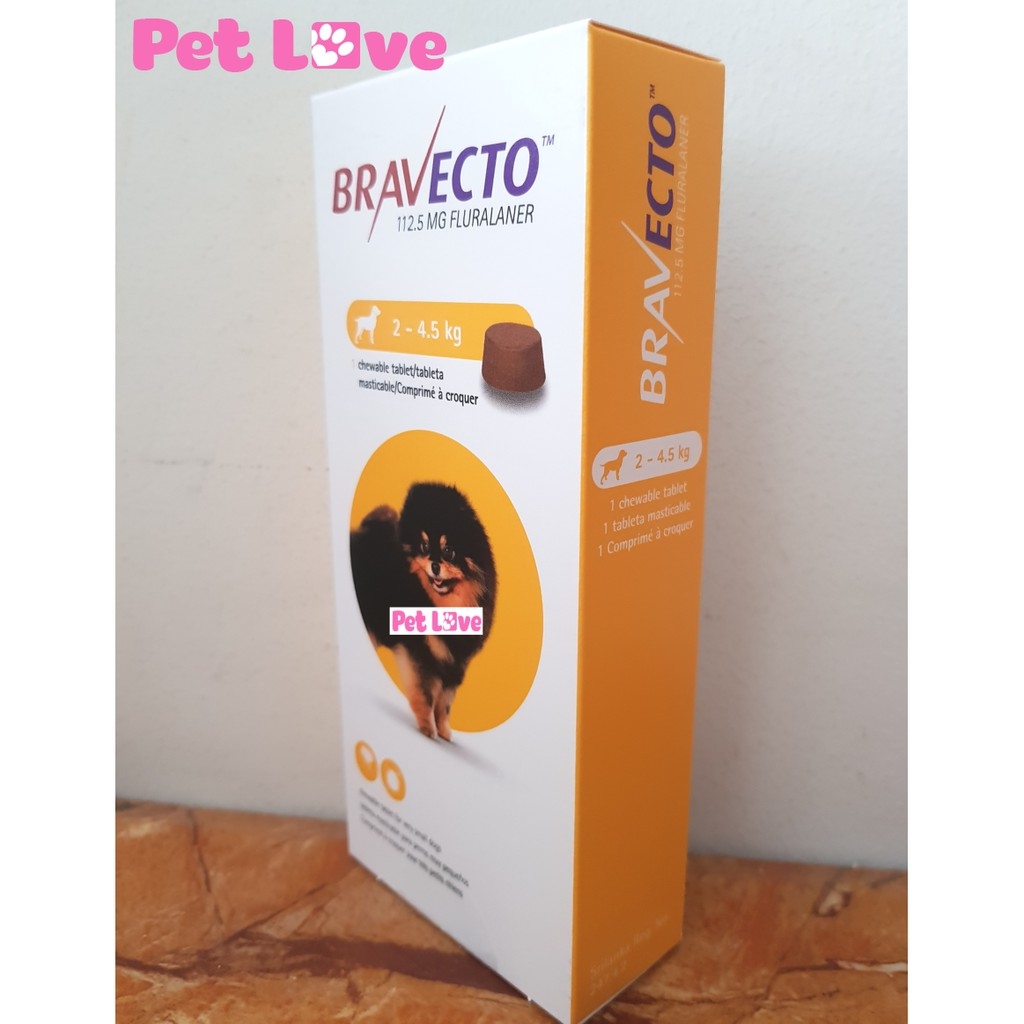 Bravecto diệt ghẻ, ve rận, bọ chét (chó 2 - 4,5kg)