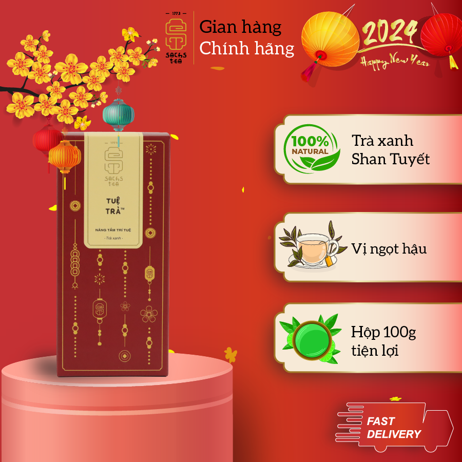 Trà xanh Shan Tuyết SACHS TEA 1773 chè hữu cơ thái nguyên tuệ trà cao cấp 100g/hộp