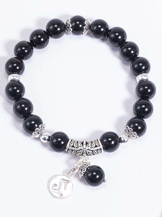 Vòng Tay Phong Thủy Đá Obsidian Phối Charm Cung Hoàng Đạo Ma Kết Mệnh Thủy, Mộc Ngọc Quý Gemstones