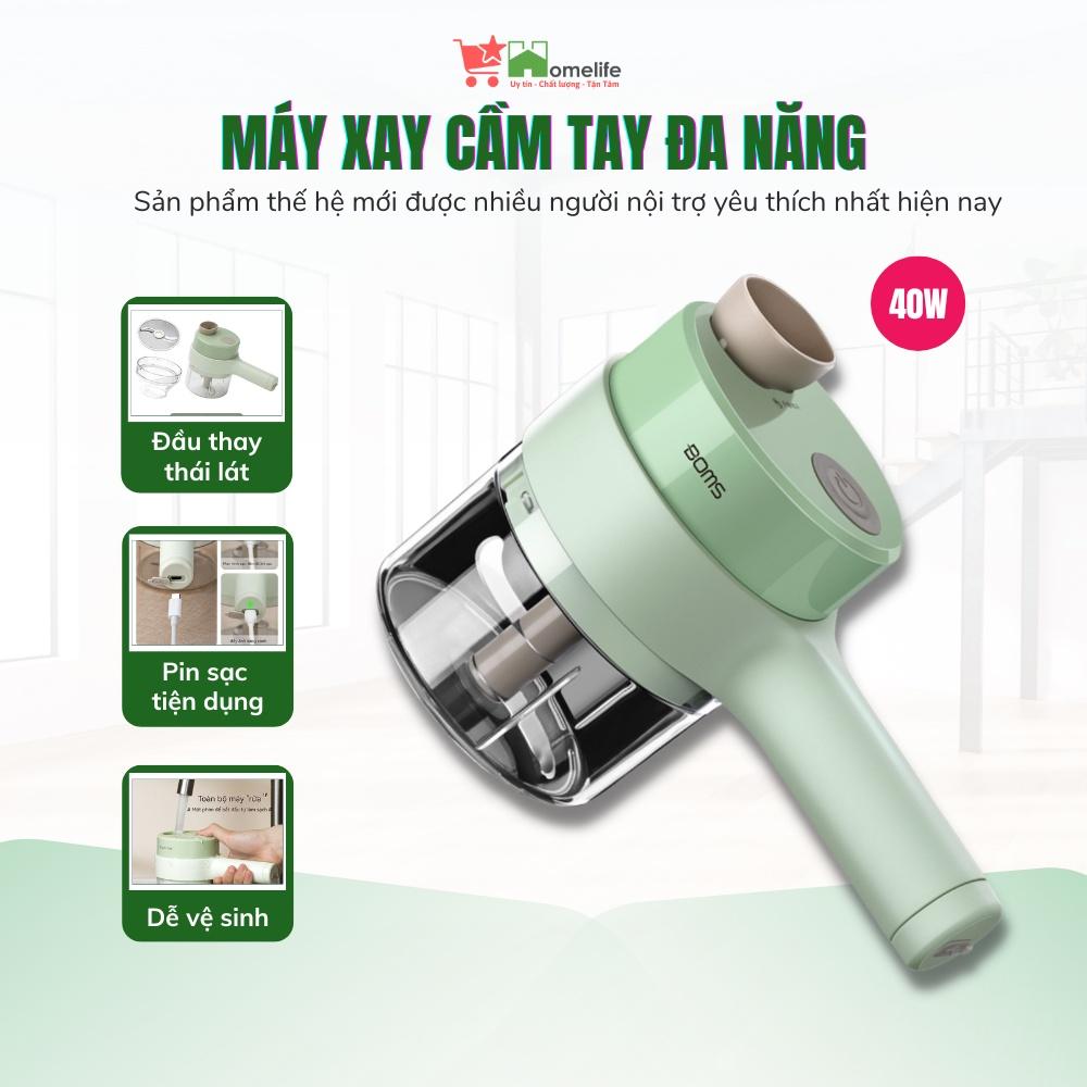 Máy Xay Cầm Tay Mini Cán Dài 4 in 1, Xay Đồ Ăn Dặm Cho Bé, Thái Tỏi Ớt Rau Củ Pin Sạc Cổng USB Tiện Dụng Có Bảo Hành