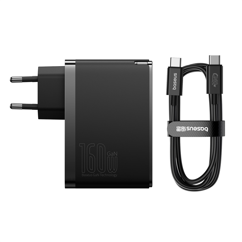 Cốc Sạc Nhanh GaN5 Pro Digital Fast Charger 2C+U 160W (Chân cắm tròn, Kèm cáp C to C) (Hàng chính hãng)