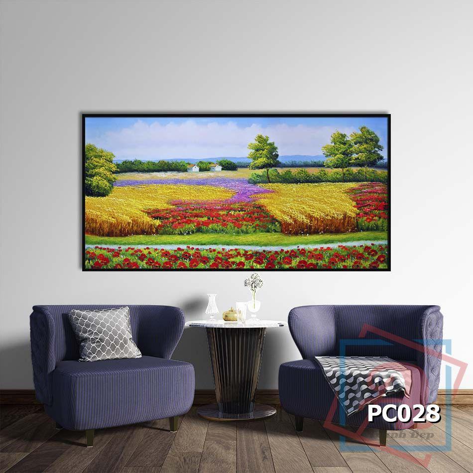 Tranh canvas phong cách sơn dầu - Phong cảnh Cánh đồng hoa - PC028