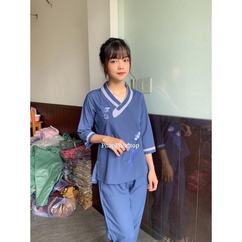 Đồ lam đi chùa - mẫu tim bầu