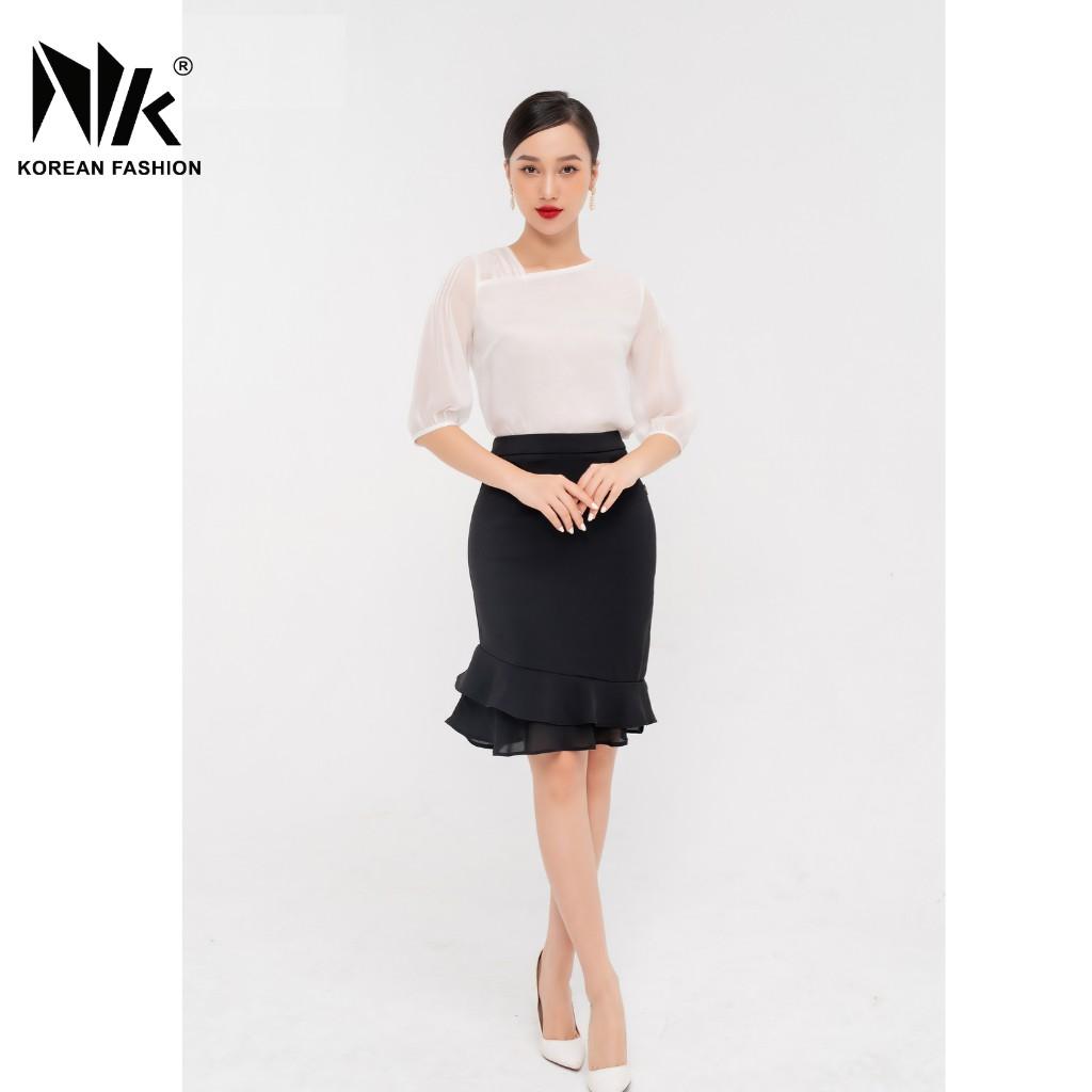 Áo Sơ Mi Nữ Công Sở NK FASHION Cổ Lệch Tay Lỡ, Chất Liệu Voan Lụa Cao Cấp Mềm Mịn NKSM2104004