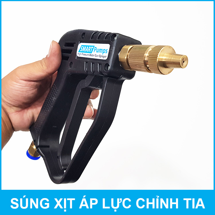 Súng xịt áp lực rửa xe vệ sinh máy lạnh tưới cây có chỉnh tia ống 12mm Smartpumps