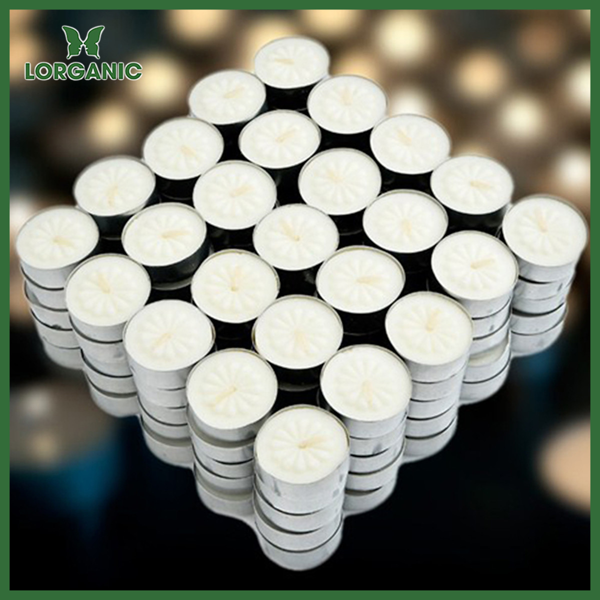 100 Viên Nến Tealight Sáp Cọ 4 giờ Lorganic An Toàn Sức Khỏe/ Dùng kết hợp đèn xông và tinh dầu/ Khử mùi và đuổi côn trùng hiệu quả.