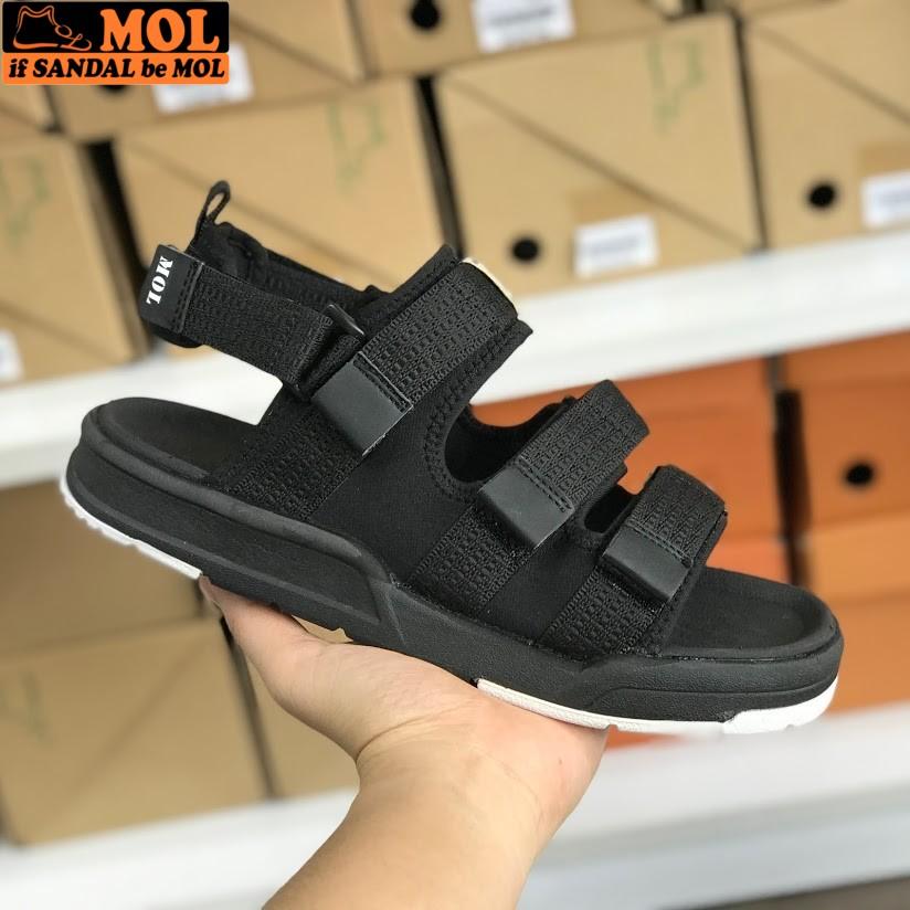 Giày sandal unisex nam nữ 3 quai ngang vải dù có quai hậu tháo rời hiệu MOL mang đi học du lịch MS1802R