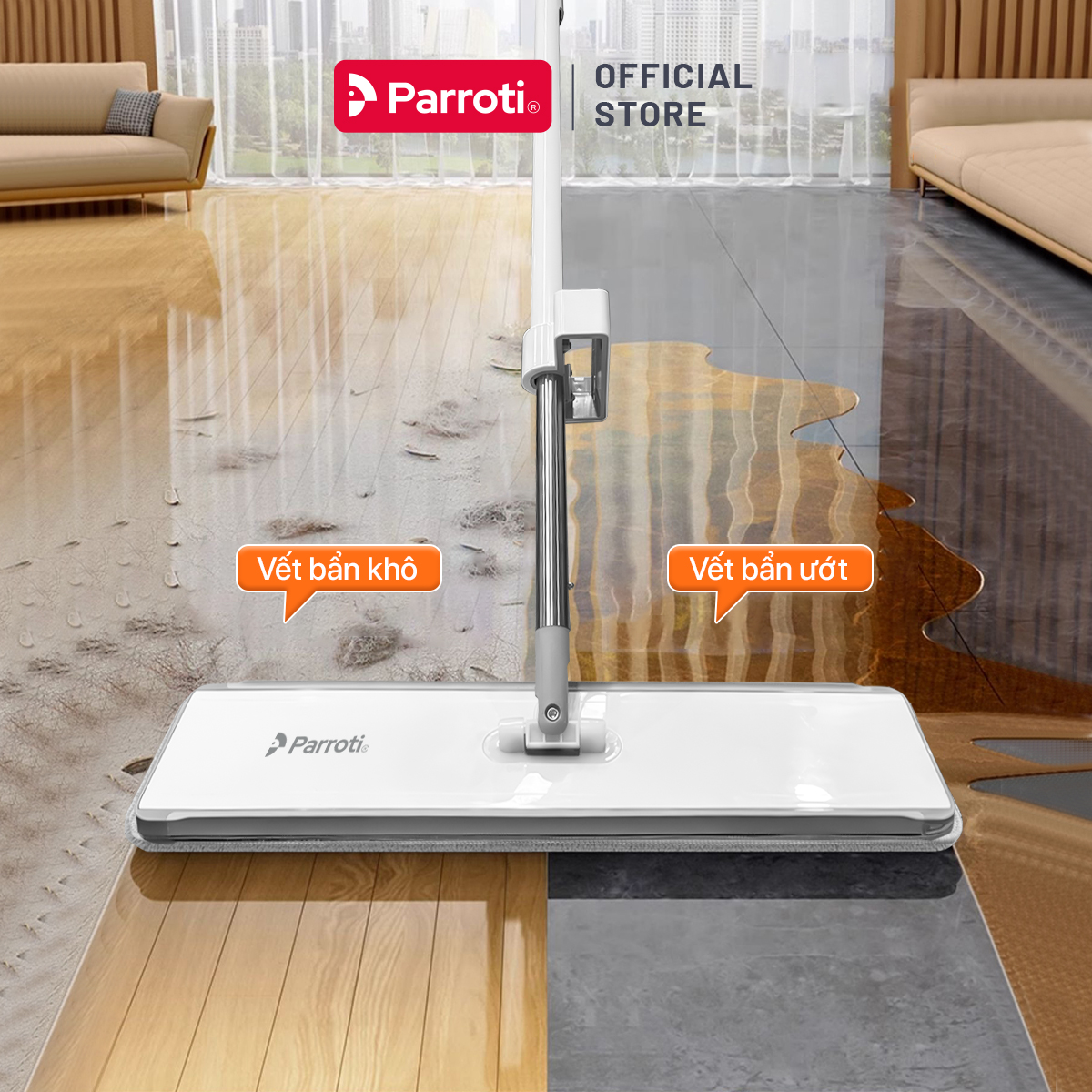 Miếng lau thay thế cây lau nhà tự vắt, xoay 360 độ tích hợp gạt nước Parroti Magic - MG03