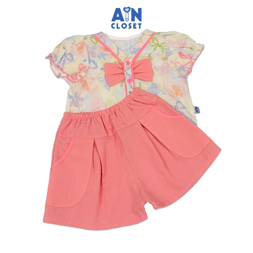 Bộ quần áo Ngắn bé gái hoạ tiết Nơ Nhiều Màu Cotton - AICDBGFVTDKA - AIN Closet