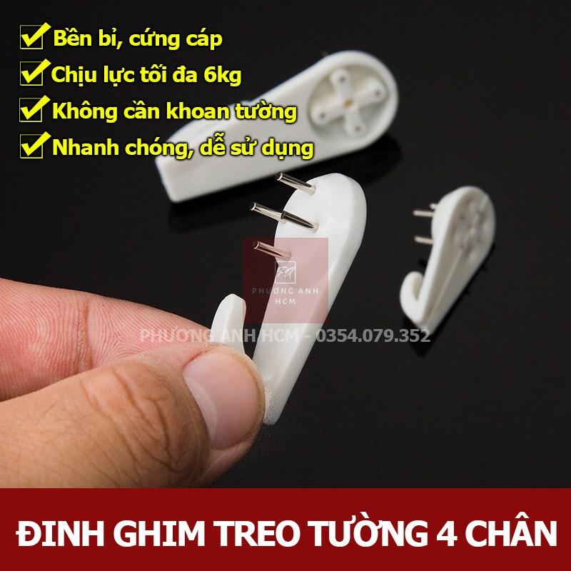 Đinh Ghim Tường 4 Chân Treo Tranh Ảnh, Đồng Hồ - Móc Treo Đồ Đóng Tường 4 Chân Không Cần Khoan