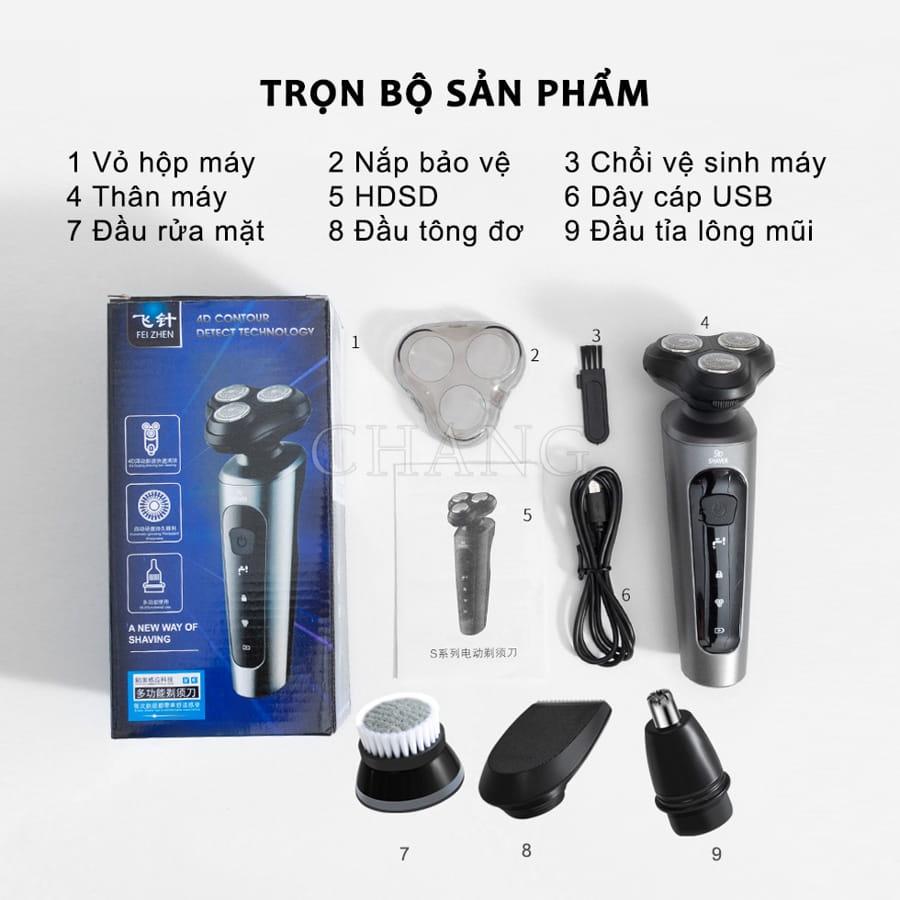 Máy Cạo Râu Đa Năng 9D Shaver - Máy Cạo Râu 4in1 Tặng Kèm 6 Phụ Kiện Cao Cấp