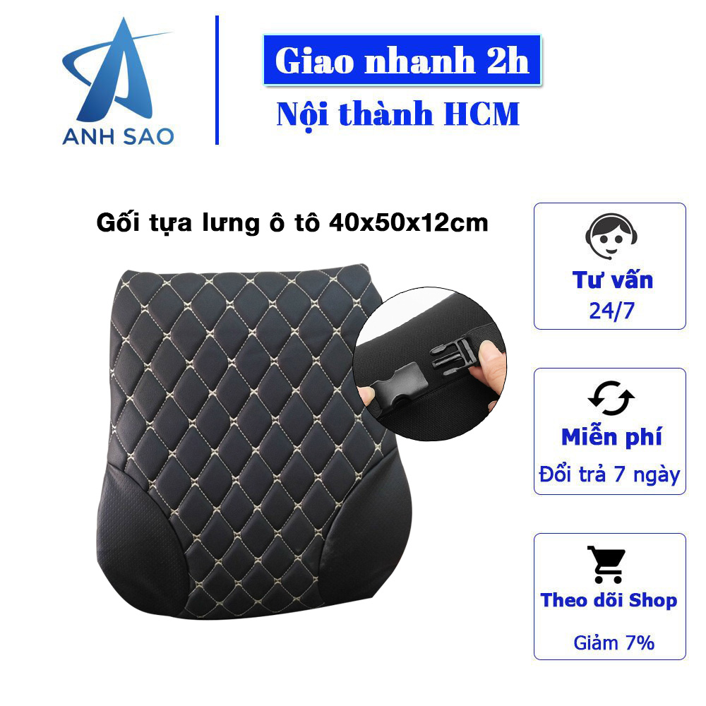 Gối tựa lưng ô tô A màu đen 40x50x12cm có đai cài