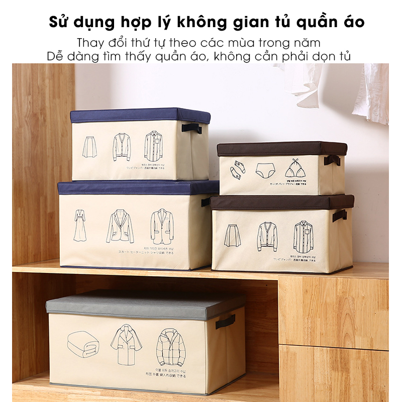 Hộp Vải Đựng Quần Áo, Đồ Lót, Chăn Màn Gấp Gọn