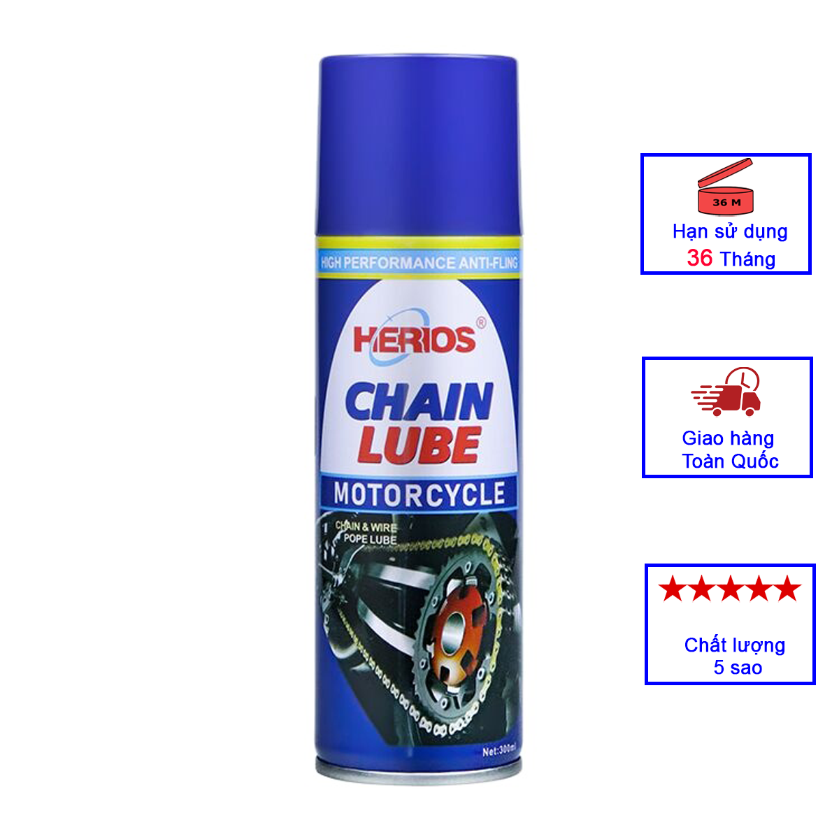 Chai Bôi Trơn Xích Xe Cao Cấp HERIOS LA-011 Công Nghệ Đức 300ml