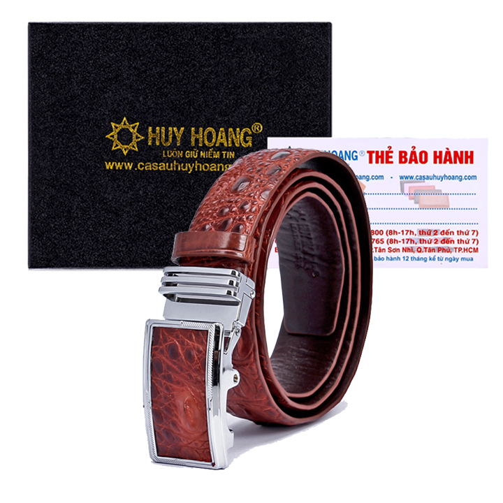 HJ4204-05-06-70 - Dây nịt nam da cá sấu Huy Hoàng Vip màu Đen, nâu đỏ, vàng bò, nâu đất