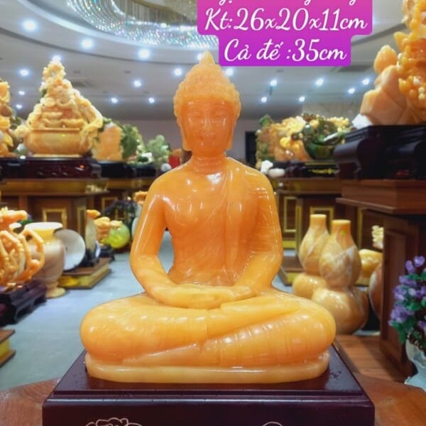 Tượng Phật Thích Ca Đá Phong Thủy Ngọc Hoàng Long Tự Nhiên 26cm