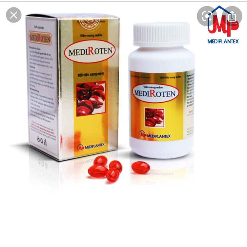 Viên uống vitamin E, dầu gấc, multivitamin MEDIROTEN - Chống oxy hóa - Chống lão hóa da - Chai 100viên - Mediplantex