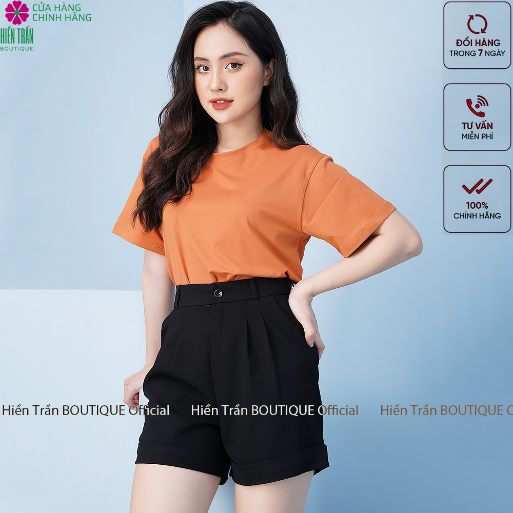 Áo thun nữ Hiền Trần BOUTIQUE phông trơn nam nữ form suông rộng nhiều màu sắc vải cotton cao cấp