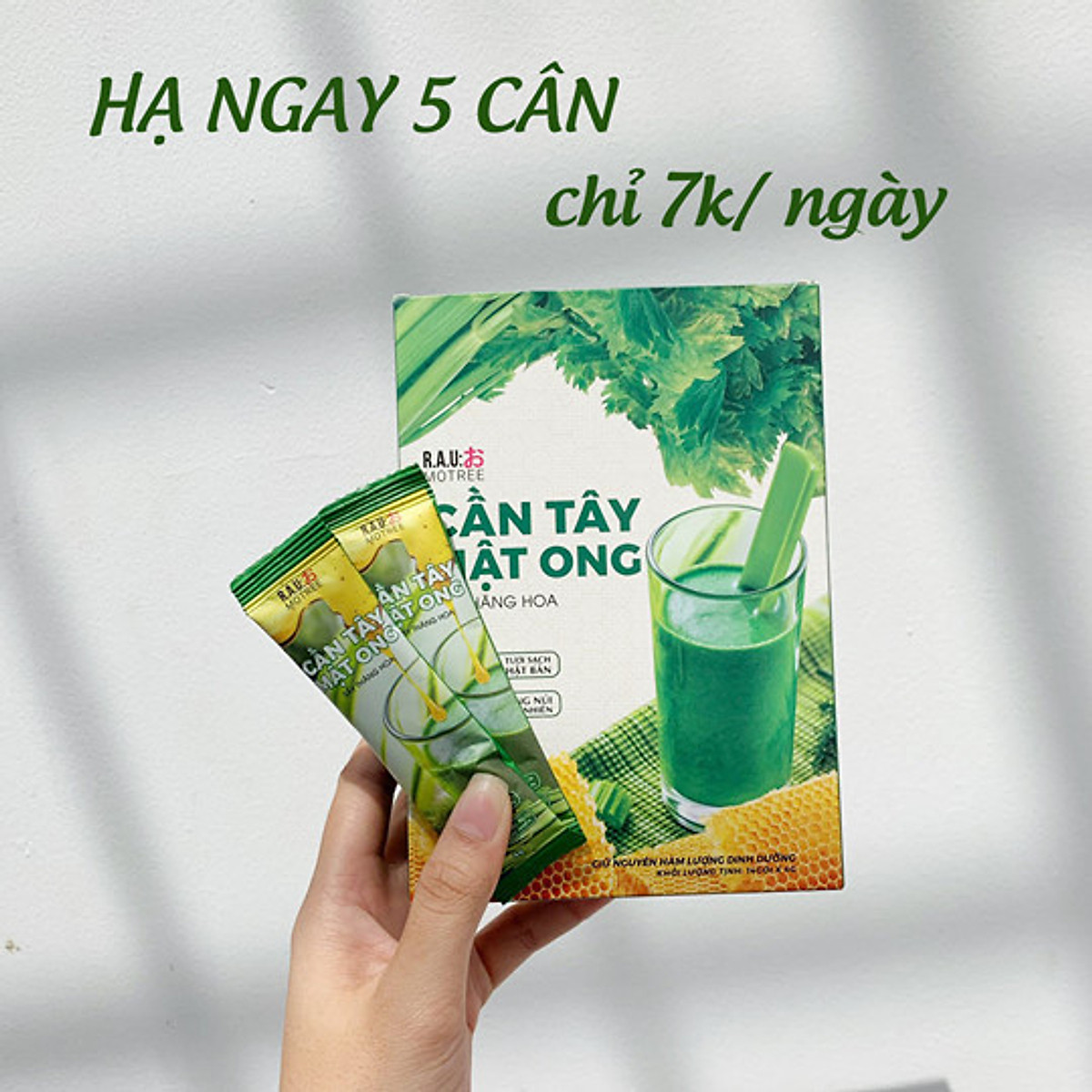 2 Hộp Cần Tây Mật Ong Motree (14 gói) Giúp Giảm Cân, Hết Mụn, Sáng Da, Đẹp Dáng, Đào Thải Mỡ Thừa, Thanh Lọc Cơ Thể