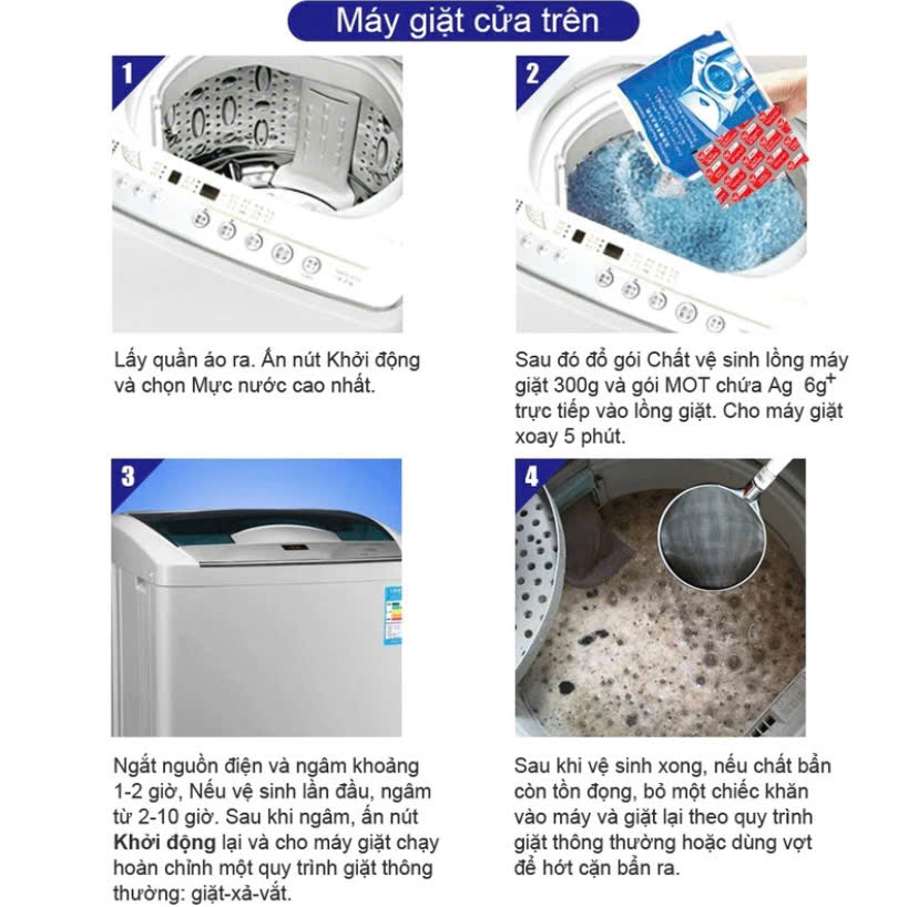 Combo 05 hộp CLS lồng máy giặt 300g Ag+