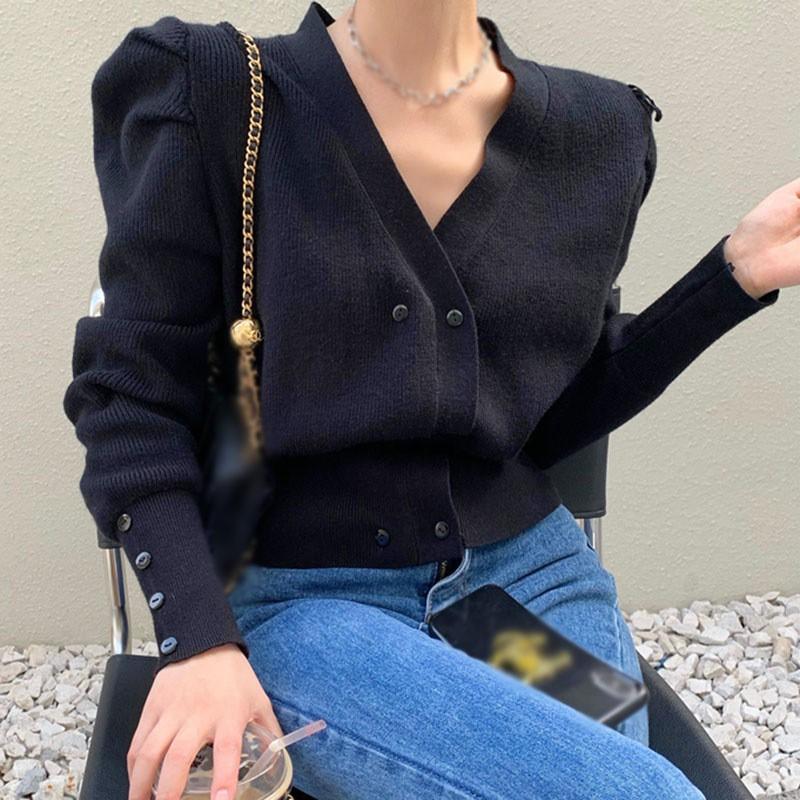 Áo cardigan dáng ôm cổ chữ V thanh lịch cho nữ