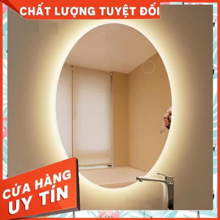 Gương elip oval bầu dục trang điển treo tường đèn led cảm ứng thông minh kích thước 60x80 cm - guong mirror