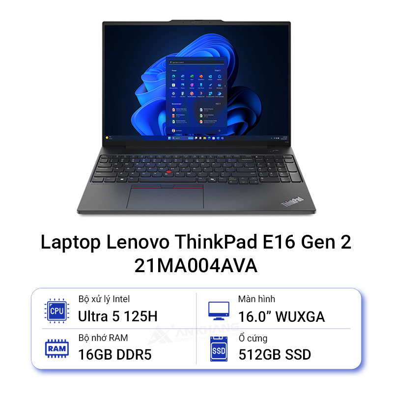 Lenovo ThinkPad E16 Gen 2 21MA004AVA (Intel Core Ultra 5 125H | 16GB | 512GB | Intel Arc | 16 inch WUXGA | NoOS | Đen) - HÀNG CHÍNH HÃNG
