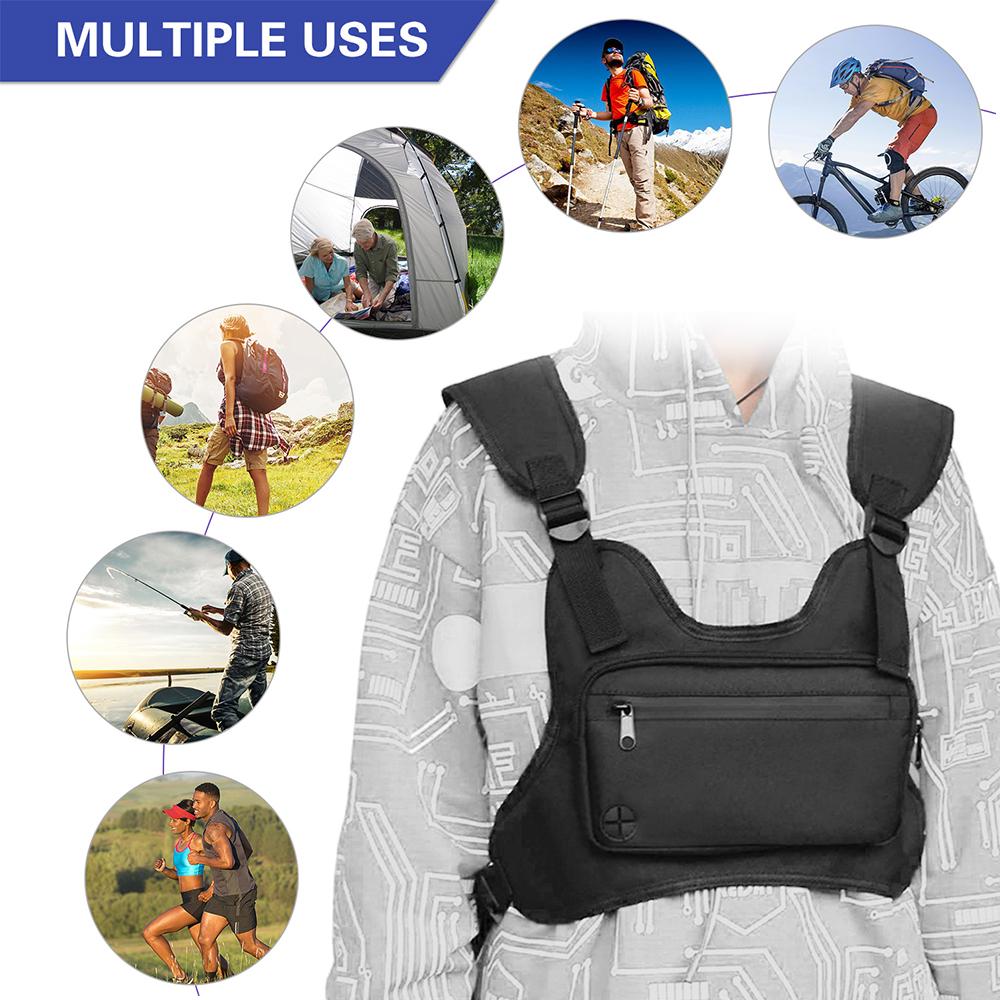 Túi đeo trước ngực đa chức năng với dải phản quang rộng để câu cá, leo núi đạp xe, đi bộ, cắm trại