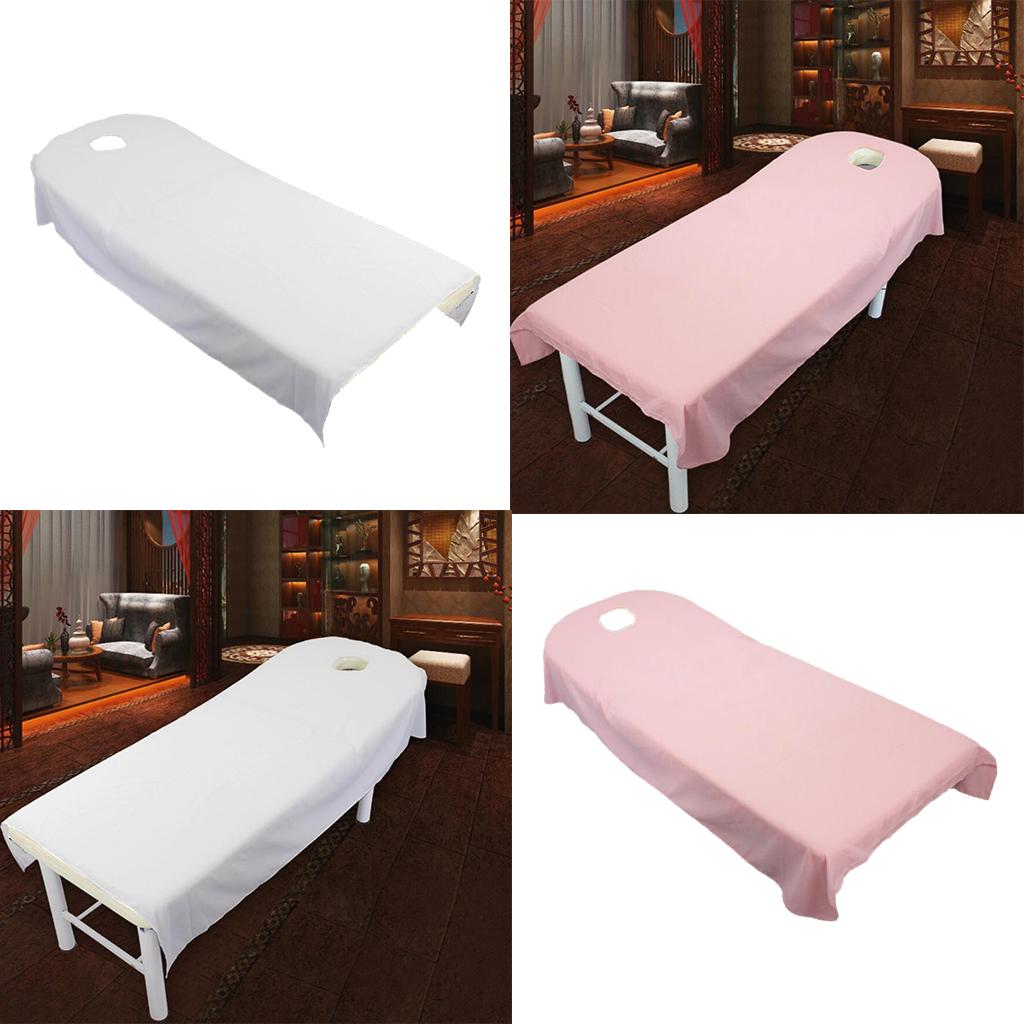 Pack Of 2pcs SPA Massage Treatment Bed Cover Pink+White