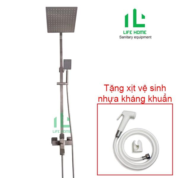 Bộ Sen Cây Vuông INOX 304 Nóng Lạnh Cao Cấp LIFE HOME (Tặng Kèm Bộ Xịt Vệ Vệ Sinh Nhựa Kháng Khuẩn)