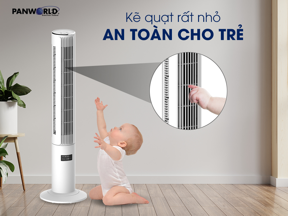 Quạt Tháp Panworld The Pure PW-22G không cánh xoay 360 độ lọc không khí hẹn giờ thương hiệu Thái Lan - Hàng chính hãng