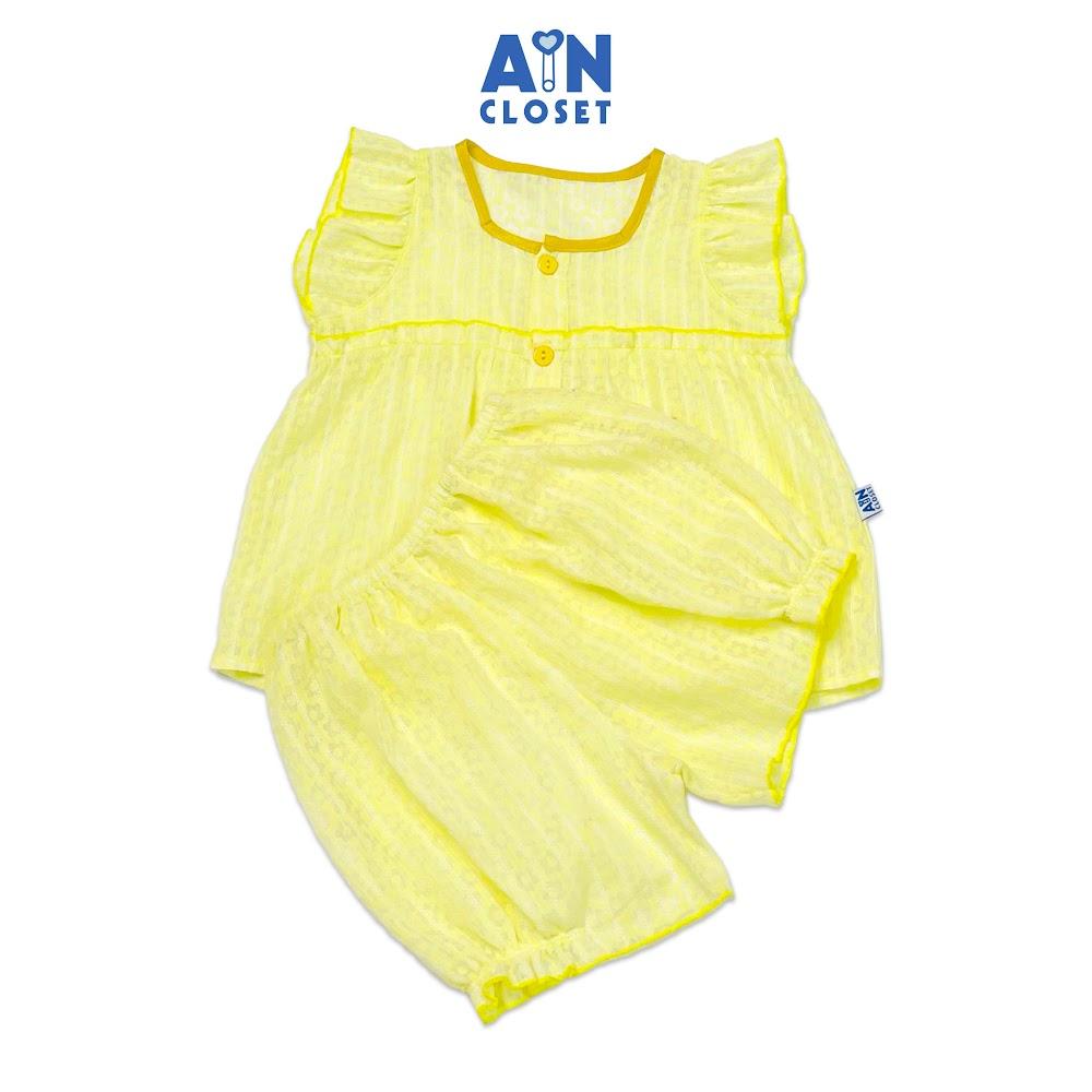 Bộ quần áo ngắn bé gái họa tiết Hoa Cẩm cù vàng cotton boi - AICDBGCZFTZQ - AIN Closet