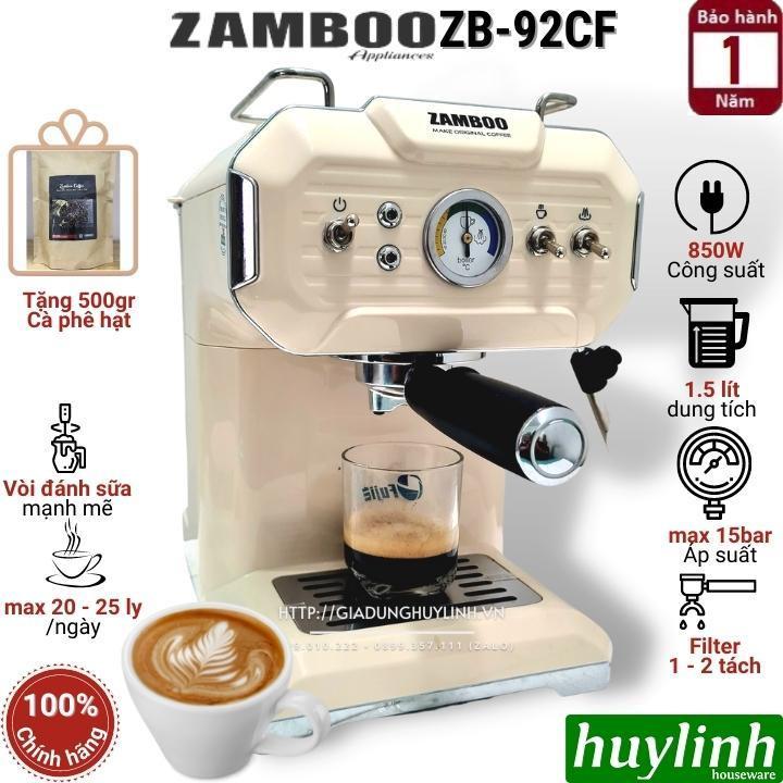 Máy pha cà phê Espresso Zamboo ZB-92CF - Tặng 500gr cafe - Hàng chính hãng