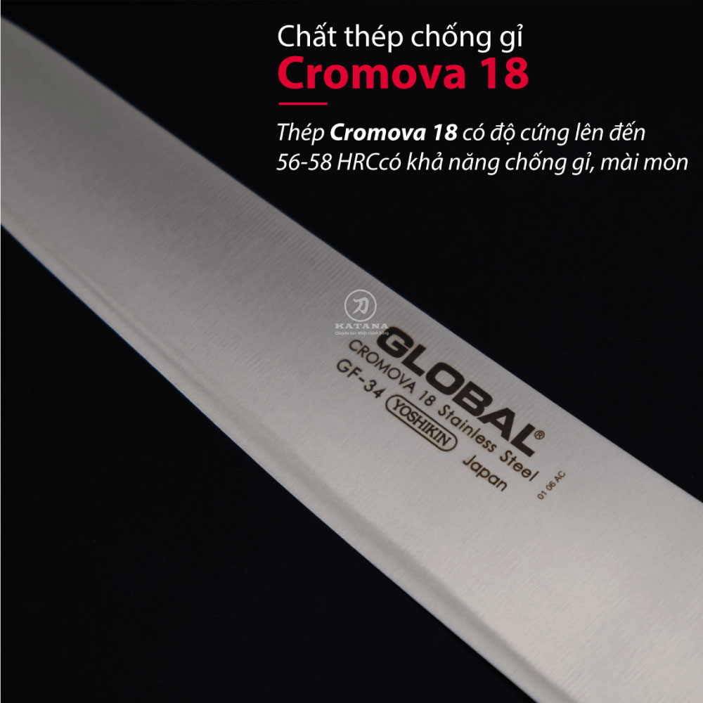 Dao bếp Nhật cao cấp Global GF34 Chef - Dao thái thịt cá (270mm) - Dao bếp Nhật chính hãng