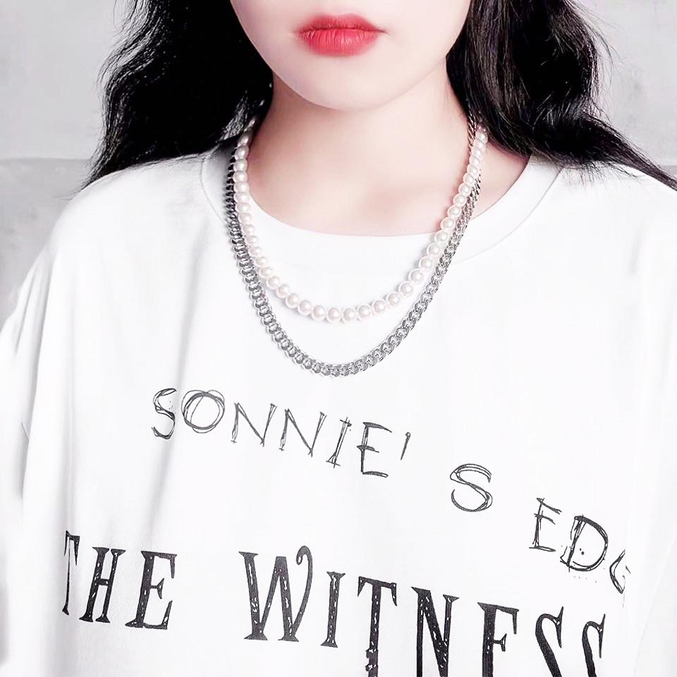 Vòng cổ 2 lớp titan mix chuỗi châu độc đáo