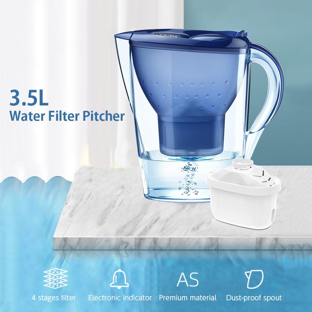 Bình lọc nước 3.5L với hệ thống lọc 4 giai đoạn giảm clo và kim loại nặng