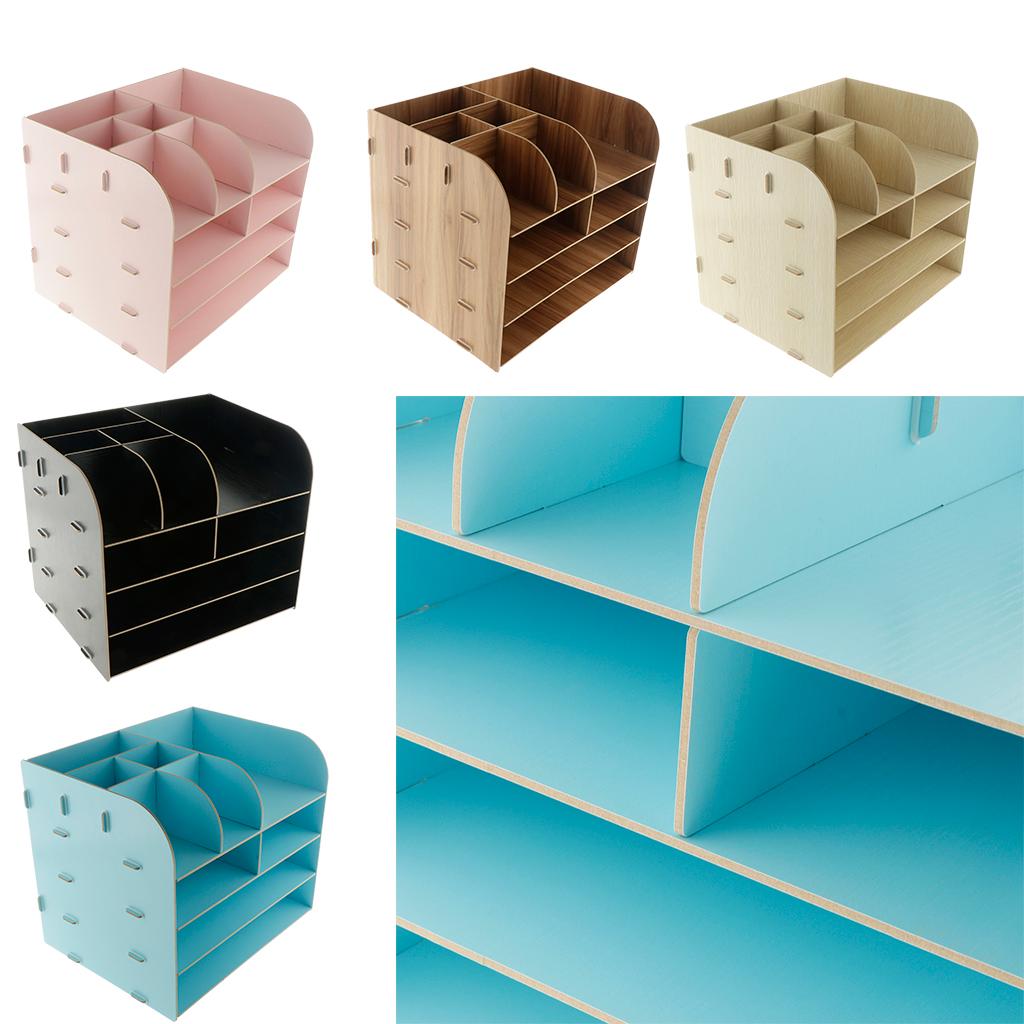 Wood Desktop Organizer Letter Tray File Mail Sorter gray