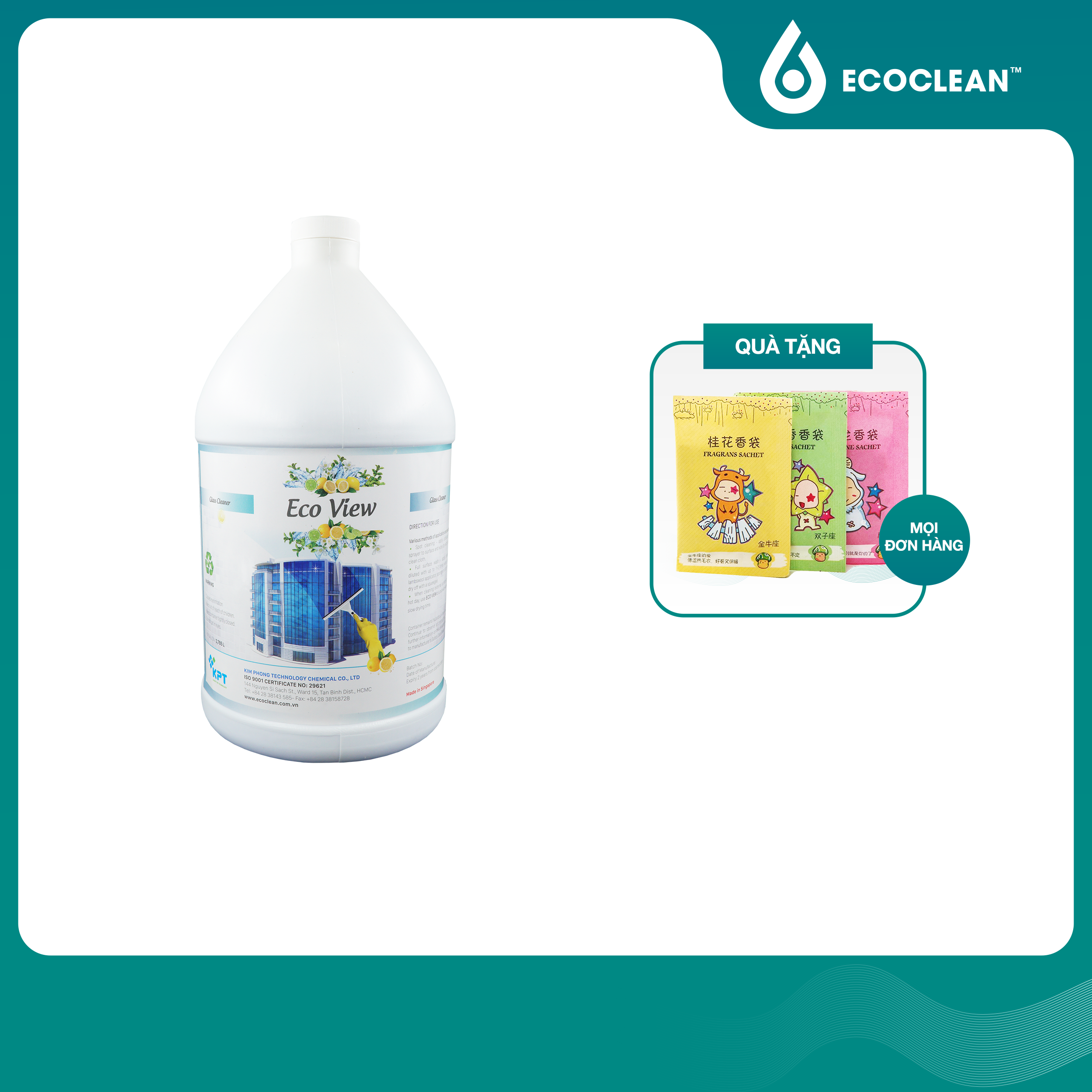 Nước Lau Cửa Kính, Gương Soi - Khả Năng Chống Bám Bẩn - Eco View - Chai 1 Gallon (Gần 4 Lít)