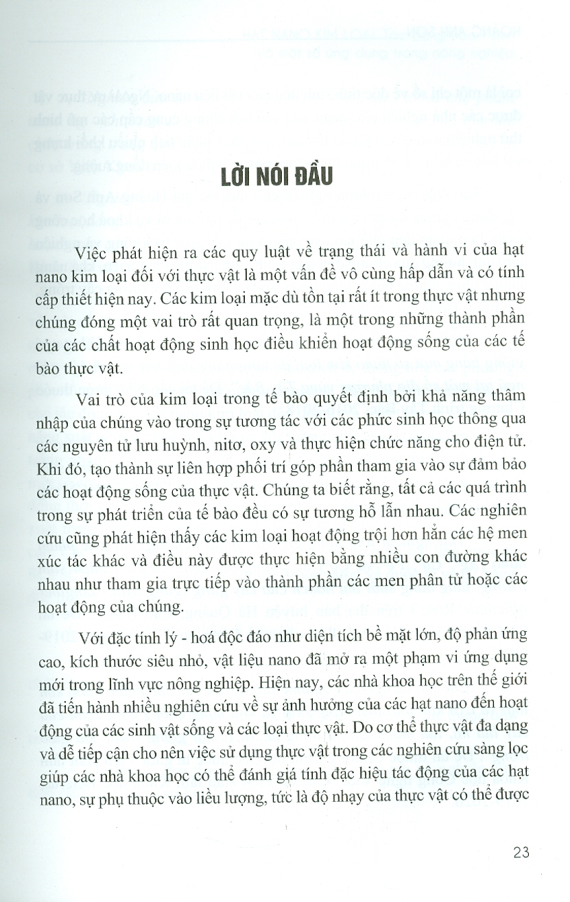 Hạt Nano Kim Loại: Tác Động Hóa-Sinh Và Một Số Ứng Dụng Trong Nông Nghiệp (Bìa Cứng)