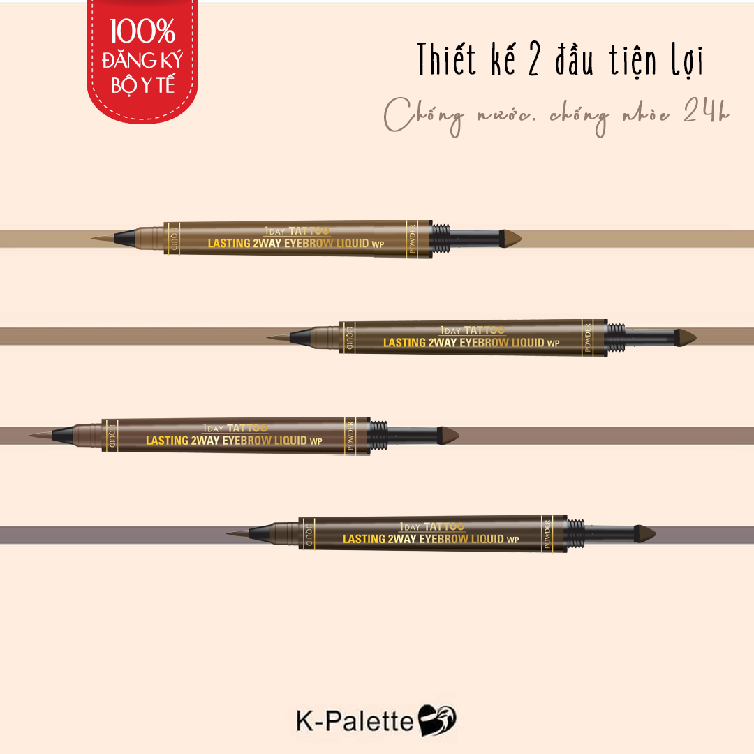 Bút Vẽ Lông Mày 2 Đầu K-Palette Eyebrow Pencil Chống Nước Lâu Trôi 24h