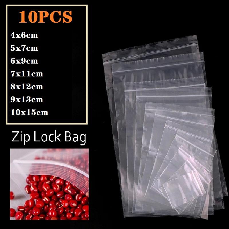 Bộ 10 Túi Zip Trong Suốt Đựng Đồ Đa Năng Tiện Dụng