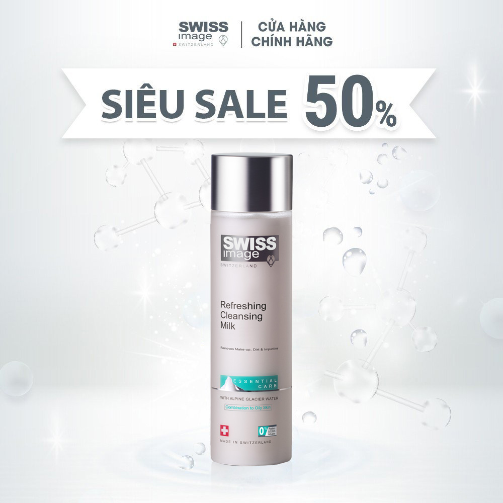 Sữa rửa mặt làm sạch mềm dịu cho da hỗn hợp và da dầu Swiss Image Refreshing Cleansing Milk 200ml