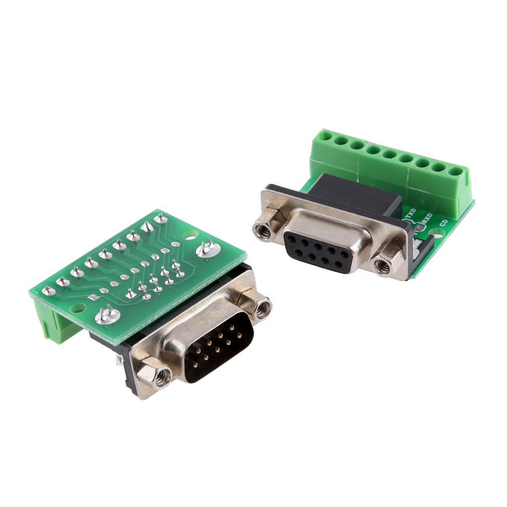 9Pin DB9 Solderlessterminal Nữ/Nam RS232 RS485 Kết Nối Adapter