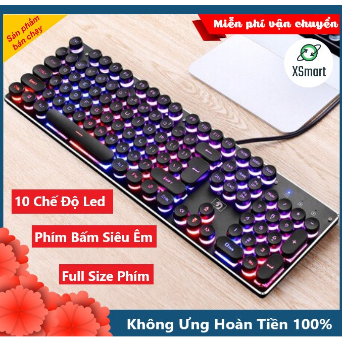 Bàn Phím Chuyên Game XSmart K100 CAO CẤP Siêu đẹp, Cực êm Led RGB Nhiều Chế Độ Phiên Bản 2021 - Hàng Chính Hãng