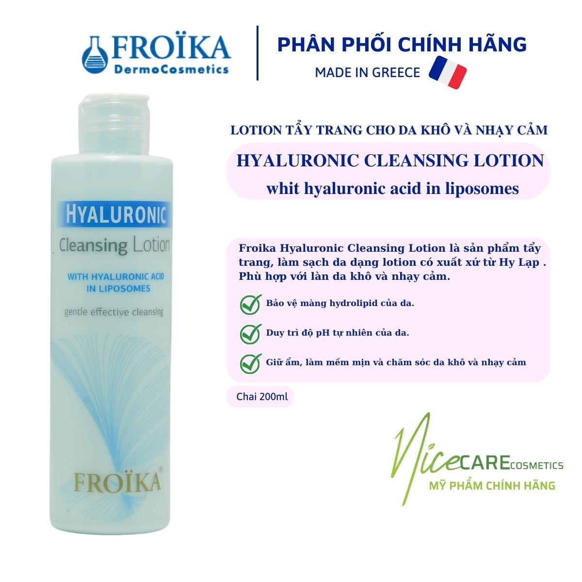 Lotion Tẩy Trang Dành Cho Da Khô Và Nhạy Cảm Froika Hyaluronic Cleansing Lotion - Hy Lạp